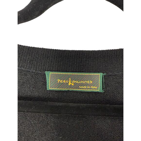 Peru Unlimited Black Baby Alpaca Wool Cardigan Sweater Men M Button Front - Picture 4 of 8